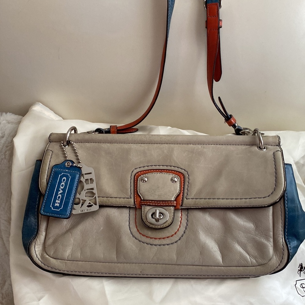 COACH #19035 City Willis Crossbody Blue Multi Leather Handbag used